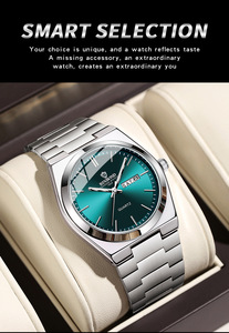Montre à quartz pour homme BINBOND B102, luxe, étanche, affichage analogique avec date et jour lumineux, <span class=keywords><strong>acier</strong></span> inoxydable, style décontracté - Product Image 5