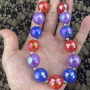 Diy 20mm AB <strong>Magic</strong> Blue Color Crack <strong>Beads</strong> for Jewelry Making Round Acrylic Crackle Bubblegum <strong>Beads</strong> for Bracelet Necklace Pens - Product Image 2