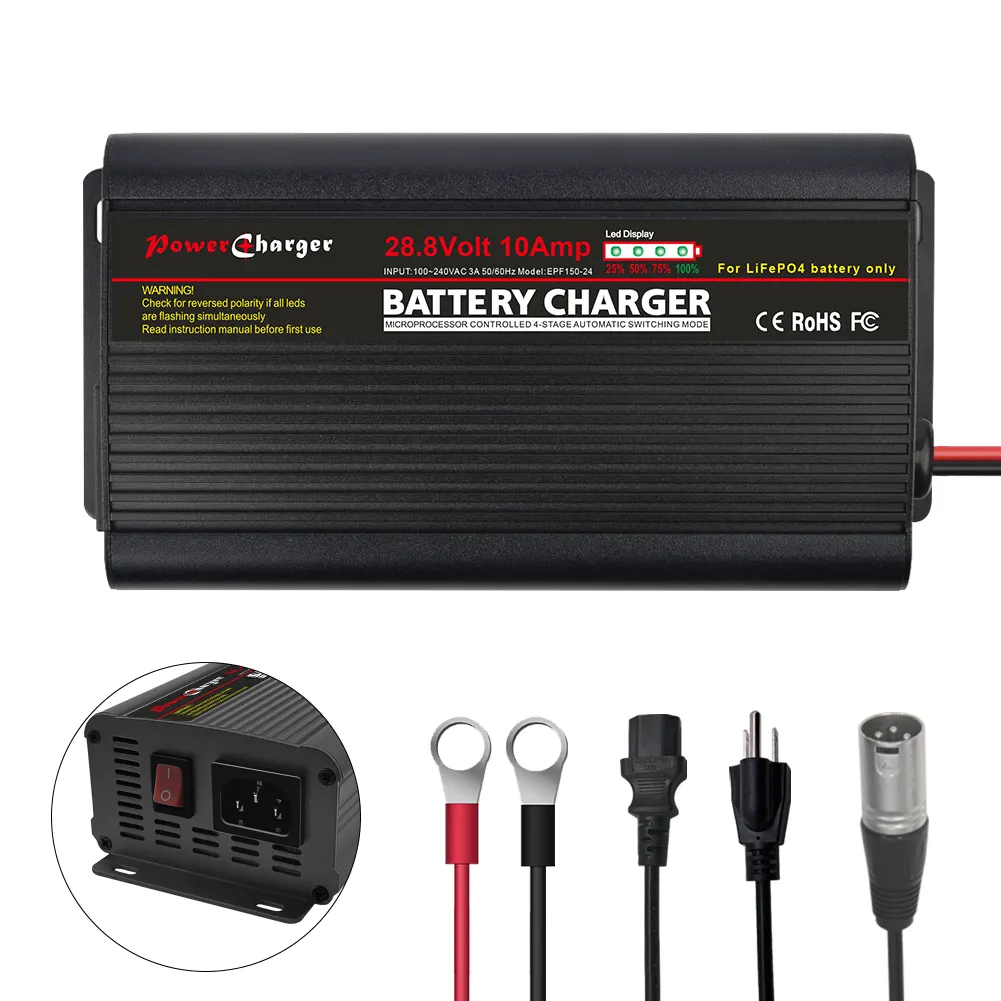 LiFePO4 Battery Maintainer, Battery Desulfator 28.8V 10-Amp Battery Charger