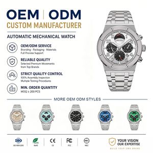 Montre chronographe automatique mécanique pour homme avec mouvement Miyota 9100, logo personnalisé, fabricant OEM, mois, semaine, 24 heures - Product Image 1