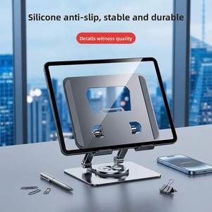 Metal 360 Rotating Mobile Phone <b>Tablet</b> <b>Stand</b> Desktop Portable Hollow-Out Cooling Support Rack Foldable Bracket-K22 Model China - Product Image 2