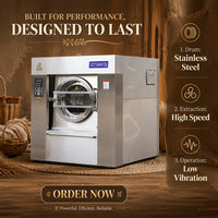 Mesin Cuci Ekstraktor Stainless Steel Tugas Berat 100kg 220V untuk Laundry Industri, Hotel, Rumah Sakit & Layanan Linen