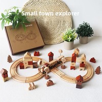 Juguete Educativo de Madera Maciza Montessori CPC EN71, Set de Construcción de Trenes Pequeños con Rieles para Niños de 2 a 6 Años