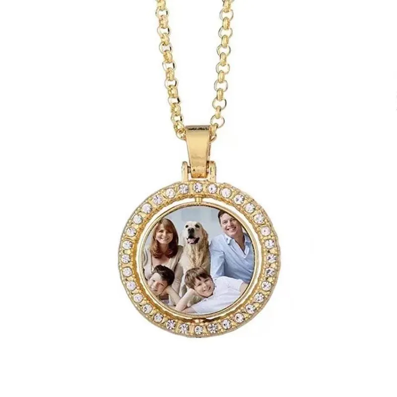 Qualisub Gold Factory Price Rotary Jewelry Round Sublimation necklaces Blanks for Custom printing