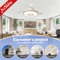 Ventilateur de plafond intelligent 1stshine avec lames rétractables, commande vocale via application Wifi, compatible avec la commande vocale, qualité efficace et intelligente, avec lumière LED