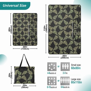 Manta de Picnic Extra Grande de Poliéster Acolchado de 60x80 Pulgadas, Personalizada con Diseño de Helecho Hawaiano, de 3 Capas, Impermeable, Portátil, para Acampar, con Bolso de Transporte - Product Image 3