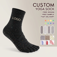 Chaussettes de yoga professionnelles à cinq doigts avec grip adhésif, antidérapantes, en coton peigné, pour Pilates et Barre, pour femmes