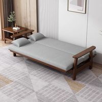 Sofá Cama Convertible Plegable de Madera Maciza Estilo Rústico, 2 en 1, Ahorra Espacio, Ideal para Apartamentos Pequeños