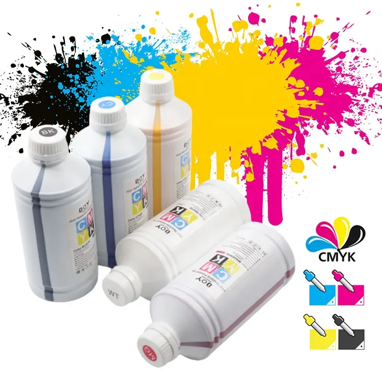 1000Ml Tinta Fabriek Prijs Universele Cmyk Kleur Warmteoverdracht Pigment Drukinkt Voor Dtf Printers