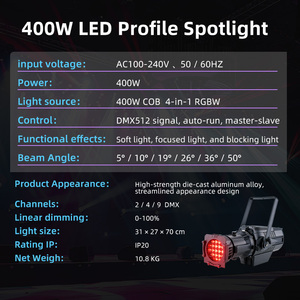ไฟสปอตไลท์ LED RGB กำลังสูง 400W สำหรับงานแสดงบนเวที แบบ Leko Profile เหมาะสำหรับโรงละครกลางแจ้ง/ละครวิทยุ - Product Image 3