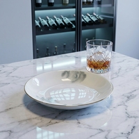 Assiette personnalisée en porcelaine fine blanche, style américain minimaliste, faite à la main, qualité alimentaire, sur glaçure, HIHUI Beijing, 12 pouces, pour la maison