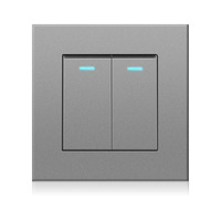 Panel PC 2 Gang 86X86Mm, Sakelar Panel Dorong 1 Arah, Indikator Fluoresensi Saklar Daya Dinding