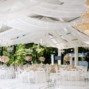 Panneaux de plafond blancs pour <span class=keywords><strong>mariage</strong></span> 5 x 20 pieds, draperies de plafond pour <span class=keywords><strong>mariage</strong></span>, longues draperies en voile de mousseline - Product Image 3