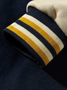 Giacca <span class=keywords><strong>College</strong></span> da Uomo Autunnale Stile Streetwear con Logo Personalizzato sul Davanti, Maniche Lunghe, Fodera in Pile e Collo Alto Riscaldato - Product Image 4