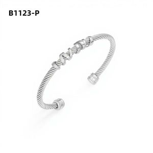 Amy Amy Stainless Steel <b>Cuff</b> <b>Bracelet</b> B1123 <b>Silver</b> Plated Classic Women's Jewelry Gift - Product Image 2