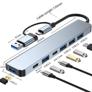 Hub USB 3.0 polyvalent en aluminium 7 en 1 Ports USB C et USB 2.0 pour PC/ordinateurs portables/MacBook Pro/Air/<span class=keywords><strong>iMac</strong></span>/iPad et autres appareils Veste en PVC - Product Image 2