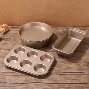 <b>Bakeware</b> <b>Set</b> 4 Piece Cake Mold Muffin Pan Loaf Pan Round Pan Baking Tools For Home Kitchen Use - Product Image 1