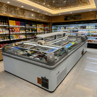 Congélateur coffre commercial LingTe avec vitrine incurvée coulissante, congélateur îlot pour supermarché, présentoir de produits surgelés