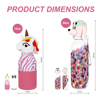 Bouteille isotherme en acier inoxydable, design animalier de dessin animé, article le plus vendu, un favori des enfants.