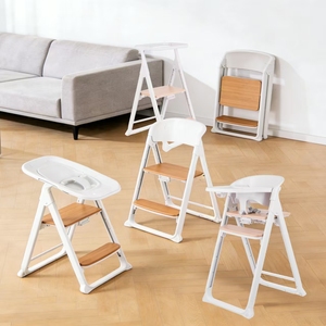 Chaise haute ergonomique et élégante en bois pour bébé, réglable et pliable, avec accessoires en plastique, pour nourrissons, multi-usages - Product Image 2