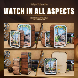 Puzzle en bois 3D de la scène de rue de <span class=keywords><strong>Paris</strong></span>, veilleuse - Cadre de boîte à lumière DIY, petite pièce décorative pour la maison, la chambre à coucher et l'artisanat en bois - Product Image 5