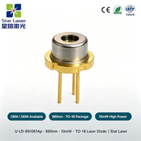 Diode laser UOC 880 nm 10 mW à traversissement de trou, proche infrarouge, boîtier TO-18 avec lentille plate sans plomb pour module de détection optique industriel