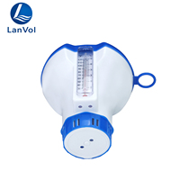 Distributeur de produits chimiques flottant LanVol avec thermomètre et débit réglable, flotteur pour comprimés de chlore pour piscine, spa et bain à remous