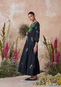 Nuevo Vestido Maxi Boho de Algodón 100% Tejido con Cintura Natural y Mangas Cortas con Cinturón - Product Image 3