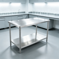 Table de préparation commerciale à double niveau en acier inoxydable avec étagère inférieure pour restaurant, laboratoire, buanderie