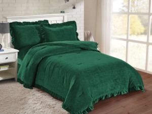 High Weight Soft Fleece Duvet Set <strong>King</strong> Double <strong>Sing</strong> Size With Filling Solid Color Quilted Chic Ruffles Comforter Set - Product Image 2
