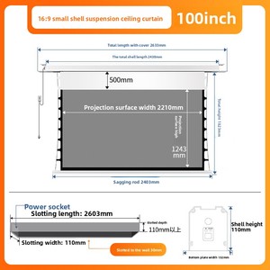 Layar Motorized Ceiling Screen Ultra Flat 4K <span class=keywords><strong>100</strong></span> inci dengan ALR Tersembunyi Otomatis, Ukuran dan Material Dapat Disesuaikan, Rasio 16:9 untuk Kamar Tidur, Ruang Tamu, dan Ruangan Hewan Peliharaan - Product Image 4