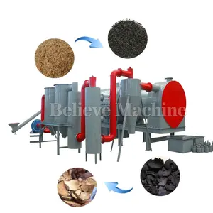 Saw Dust Rice Husk Rice Straws Coffee Hulls Dry Slugde Containious Carbonized Furance Charcoal Making Machine Oven