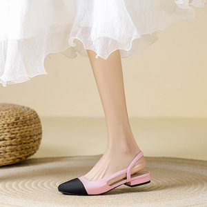 Riemchensandalen mit eckiger Zehenpartie und niedrigem Absatz für Damen, bunte, flache Sommersandalen für draußen mit PU-Futter - Product Image 3