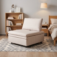 Modernes Mini-Freizeitsofa Einzelsitzer Stoff-Schlafsofa mit Matratze Klappbares Büro-Apartment Ausklappbares Schlafsofa