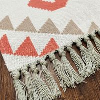 Alfombra de Lino y Algodón de Estilo Étnico para Sala de Estar, con Borlas, Hecha a Mano, Impresa, Lavable a Máquina, Antideslizante, Reversible y Sostenible
