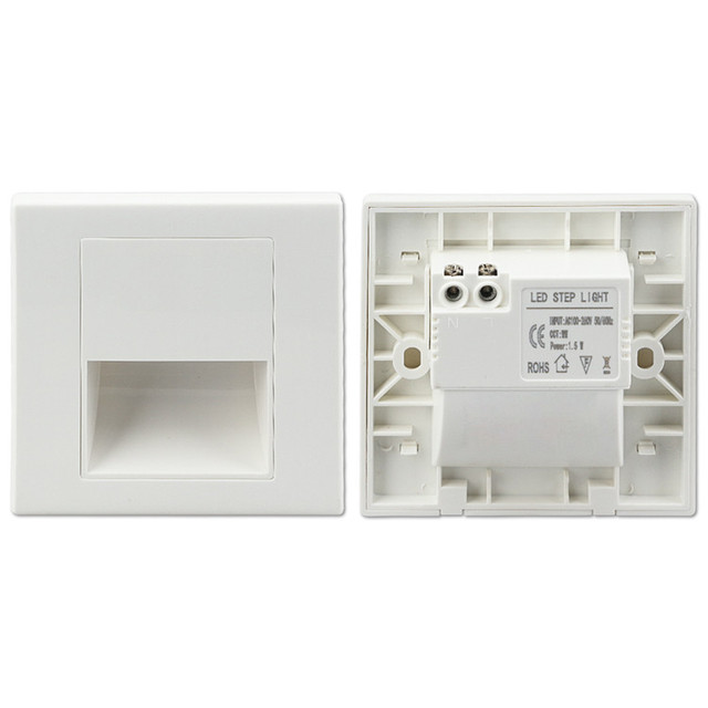 High Quality 1.5W Square LED Stair Step Light Antifire PC Indoor Wall Lamp with 3 Years Warranty for Hospitals