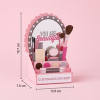 Table de Maquillage Miniature en Bois pour Enfants avec Miroir et Rangement d'Accessoires – Design Contemporain Multi-pièces