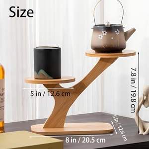 SINCERE FSC support de plante de bureau en bambou à 2 niveaux support d'intérieur pour plantes succulentes herbes Pots de fleurs jardinières pour salon bureau - Product Image 6