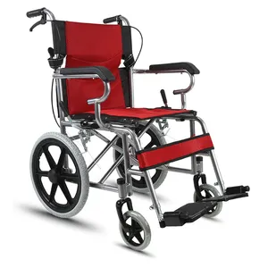 מכירה חמה קשישים ידנית מתקפלת כיסא גלגלים נייד נסיעות כיסא גלגלים לנכים אלומיניום עם שירותים