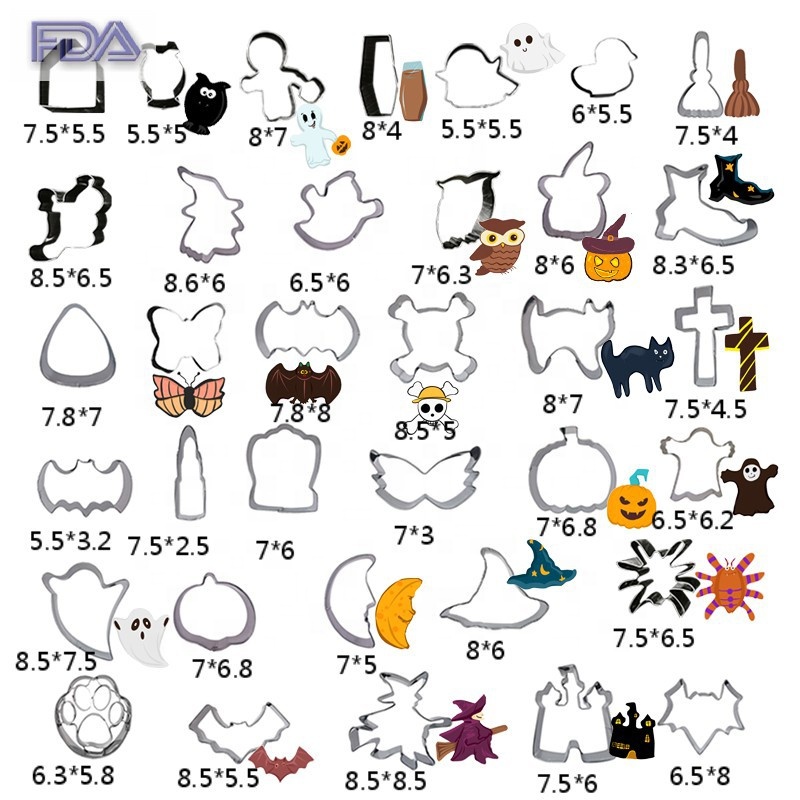 Оптовая продажа, форма для печенья на Хэллоуин, печенье для мастики, бытовая форма для печенья в виде тыквы и летучей мыши из нержавеющей стали, инструмент для выпечки «сделай сам»