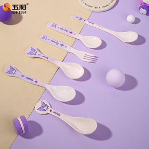 Kuromi Spoon For Children Food Grade Round Shape Cartoon Design Kids Dining Utensil - Product Image 2