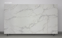 Dalle de pierre en quartz Calacatta blanc veiné or, surface de comptoir de cuisine moderne, plateau de table de toilette, ignifuge, imperméable pour l'intérieur