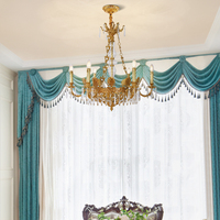 Lustre suspendu en laiton de style antique européen pour salon, éclairage français, foyer, rococo, en cuivre