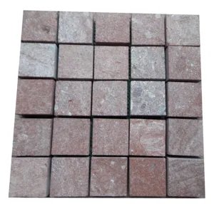 Pavimento de granito rojo Natural para camino de entrada, piedras de 100x100mm para camino de jardín Exterior, flameado, precio de fábrica