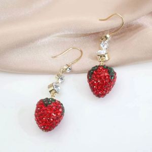 Sweet Fresh Strawberry Luxury Fashionable Classic Gentle Simple Versatile Exquisite <b>Red</b> Butterfly Drop <b>Earrings</b> Silver Plated - Product Image 2