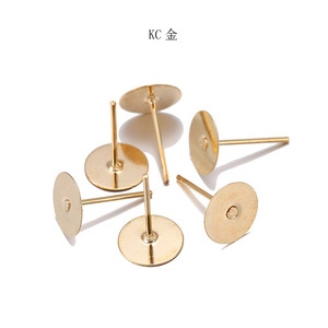 Flat Bottom Earring <b>Posts</b> Metal <b>Round</b> Studs Gold Silver Bronze KC Gold White K Jewelry Findings For DIY Earrings Accessories - Product Image 4