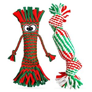 Jouets pour chiens écologiques sans rembourrage, qui couinent, en peluche froissée, lot de 2, sans garniture, pour les races petites et moyennes - Product Image 1