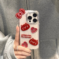 Coque de téléphone portable en TPU avec motifs de chatons 3D mignons et nœuds pour iPhone 16 Pro Max, incluant un protecteur d'écran, accessoire compatible 17 Air 13 15 Plus