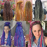 Extensions de cheveux synthétiques tressées au crochet Zizi de 22 pouces, 50g, résistantes à la chaleur, pour tresses Box Braids et Twist – Vente en gros