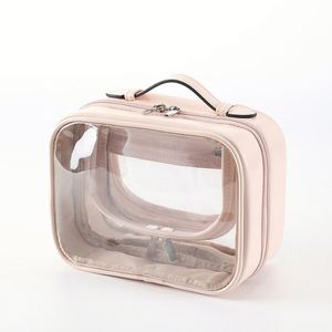 Wholesale High-End Portable <b>Makeup</b> Bag Double-Layer Toiletry Storage Large Capacity Cosmetic PU <b>Case</b> Cosmetic Bags for Bath - Product Image 1